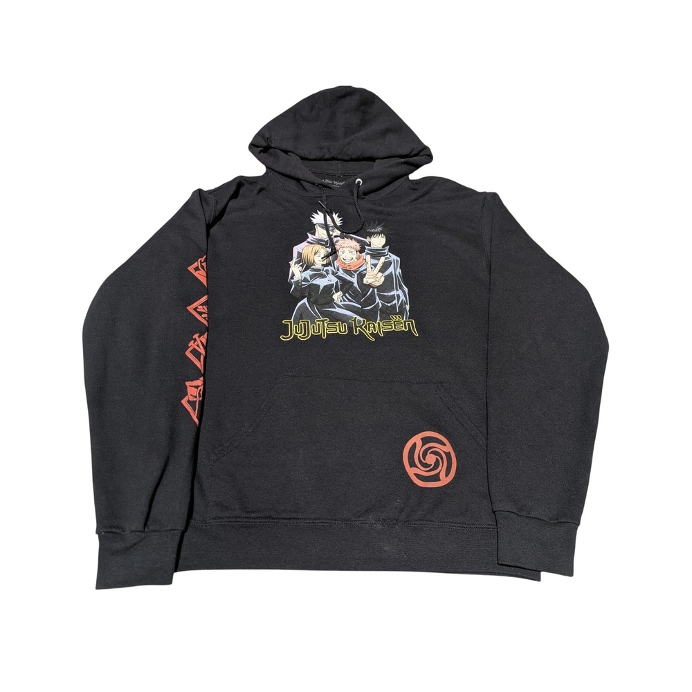 Crunchyroll Hoodie Mens M Black Jujutsu Kaisen Graphic Pullover Anime Gojo JJK